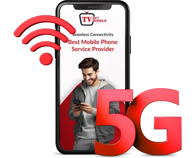 Image of a 5G mobile phone service provider logo, representing fast and reliable connectivity.